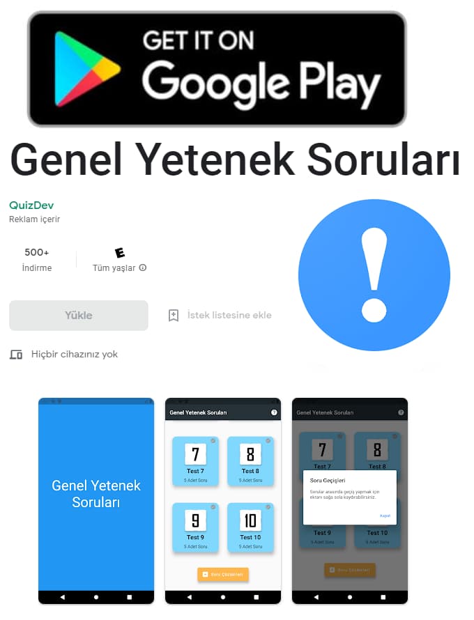 Play Store Yetenek Soruları